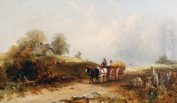 A Haywain On A Lane Near Norwich Oil Painting by Frederick Waters Watts