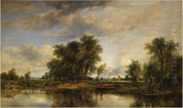 View On The Thames Oil Painting by Frederick Waters Watts