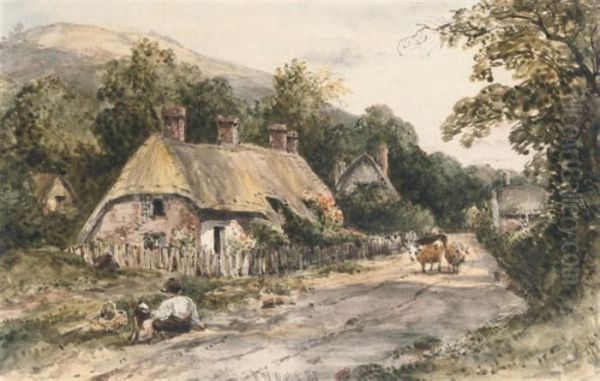 The Village Of Bonchurch, Isle Of Wight Oil Painting by Frederick Waters Watts