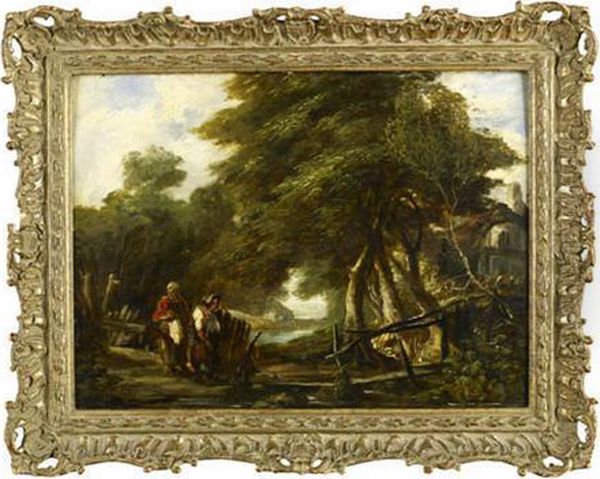 By A Rustic Bridge Oil Painting by Frederick Waters Watts