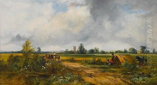 A View Near Canterbury With A Gypsy Encampment In The Foreground Oil Painting by Frederick Waters Watts