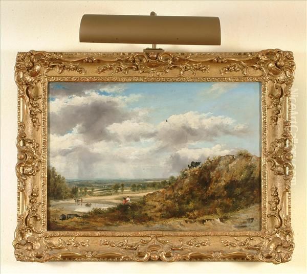 Landscape With Figuresand Cattle Oil Painting by Frederick Waters Watts