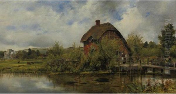 The Old Mill Stream Cottage Oil Painting by Frederick Waters Watts