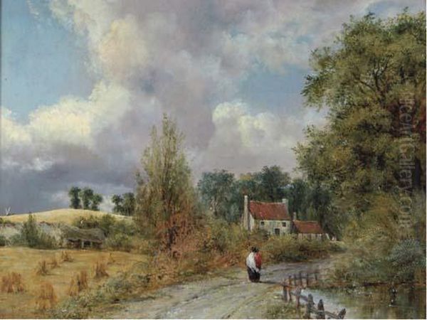 A Country Lane Oil Painting by Frederick Waters Watts