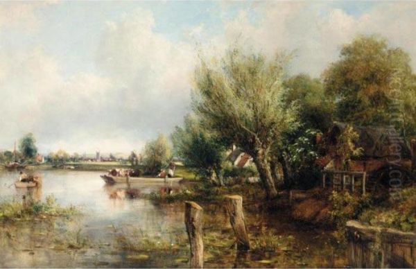 View On The Thames Near Henley Oil Painting by Frederick Waters Watts