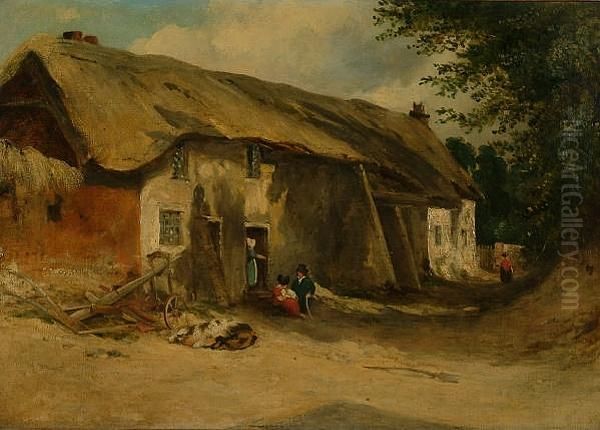 Norfolk Cottages Oil Painting by Frederick Waters Watts