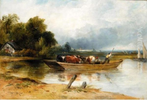 The Ferry Oil Painting by Frederick Waters Watts