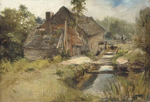 Study Of A Mill Oil Painting by Frederick Waters Watts