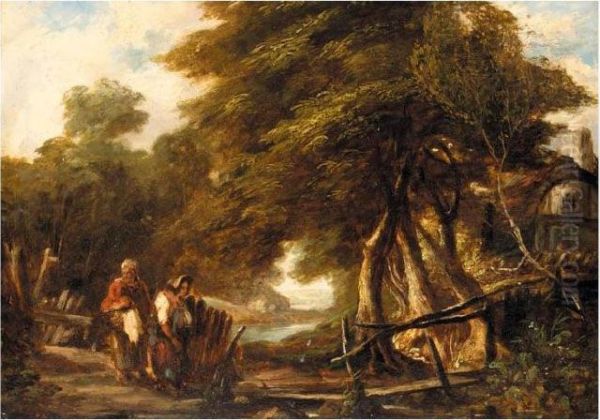 By A Rustic Bridge Oil Painting by Frederick Waters Watts