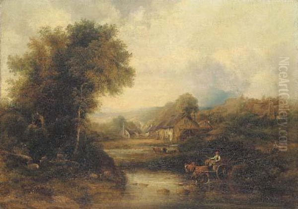 Crossing The Ford Oil Painting by Frederick Waters Watts