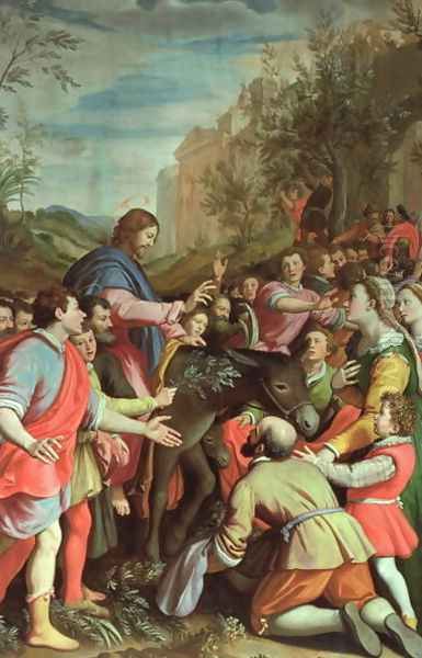 The Entry of Christ into Jerusalem Oil Painting by Santi Di Tito