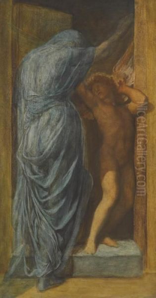 Love And Death Oil Painting by George Frederick Watts