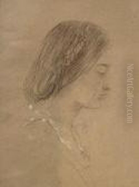 Together With One Other Portrait Study Of A Lady Oil Painting by George Frederick Watts