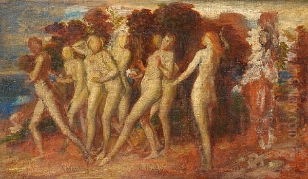 A Bacchanal Oil Painting by George Frederick Watts