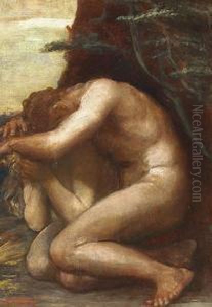 Study For 'the Denunciation Of Adam And Eve' Oil Painting by George Frederick Watts