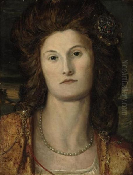 Portrait Of Lady Ashburton Oil Painting by George Frederick Watts