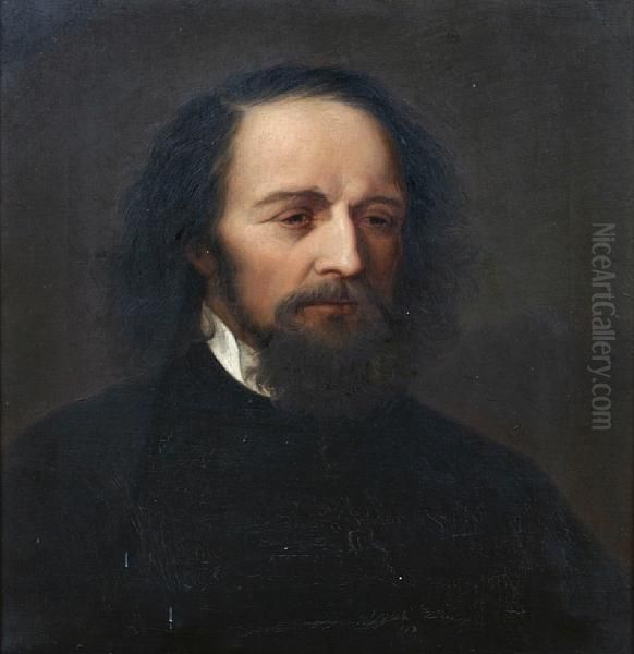 A Portrait Of Alfred, Lord Tennyson(1809-1892) Oil Painting by George Frederick Watts