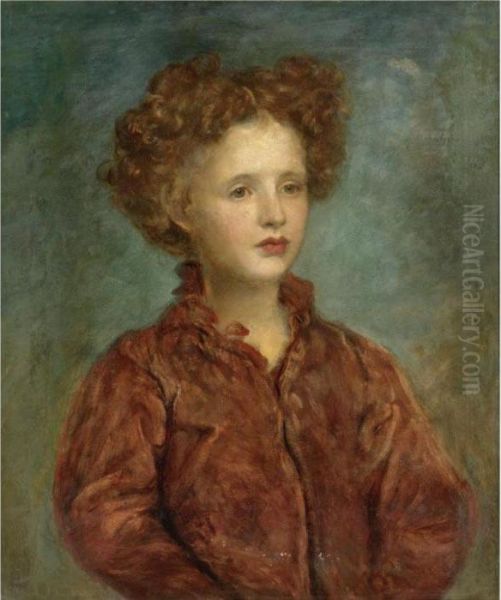 Portrait Of A Young Titled Girl Oil Painting by George Frederick Watts