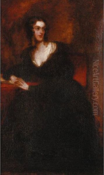 Portrait Of A Lady In Black Oil Painting by George Frederick Watts