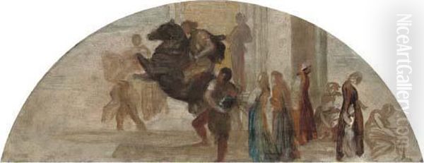 Composition Sketch For An Unexecuted Mural Oil Painting by George Frederick Watts