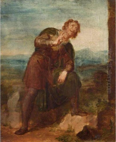 Portrait Of Charles Couzens; The Orator; A Conversation (a Vignette); Combat Oil Painting by George Frederick Watts