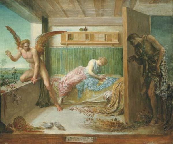 'when Poverty Comes In At The Door, Love Flies Out At The Window'(german Proverb) Oil Painting by George Frederick Watts