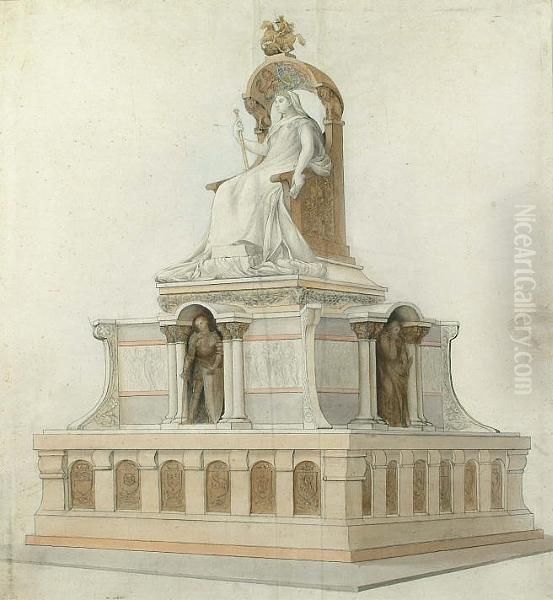 Study Of The Monument To Queen Victoria Oil Painting by George Frederick Watts