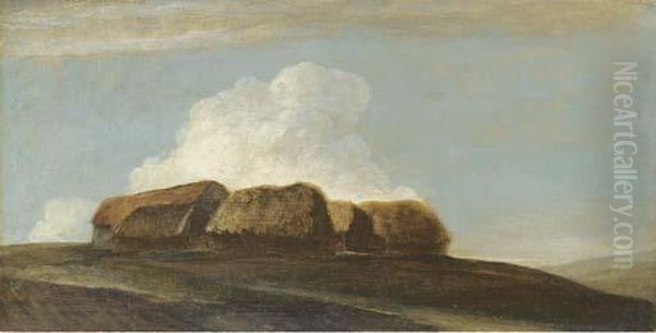 Haystacks (study On Brighton Downs) Oil Painting by George Frederick Watts