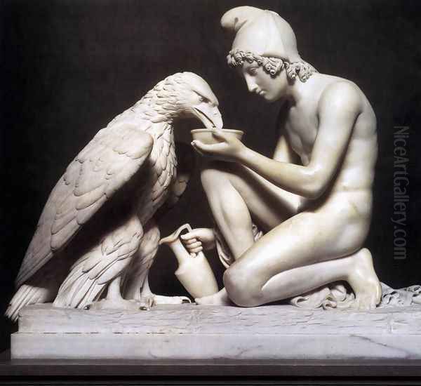 Ganymede Waters Zeus as an Eagle Oil Painting by Bertel Thorvaldsen