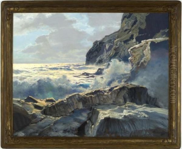 Below The Cliffs Oil Painting by Frederick Judd Waugh