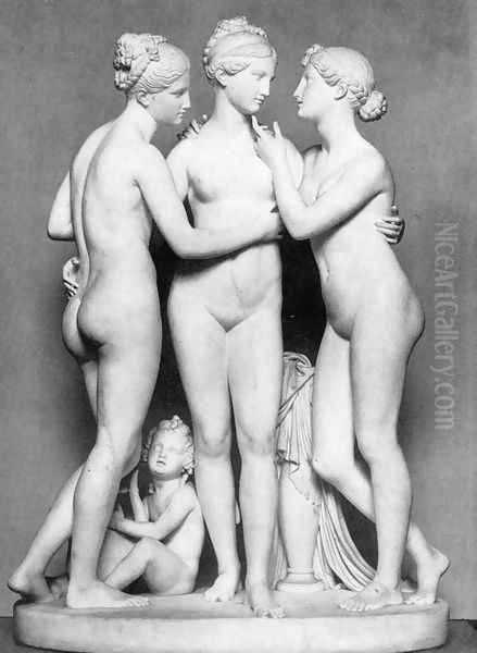 The Three Graces with Cupid Oil Painting by Bertel Thorvaldsen