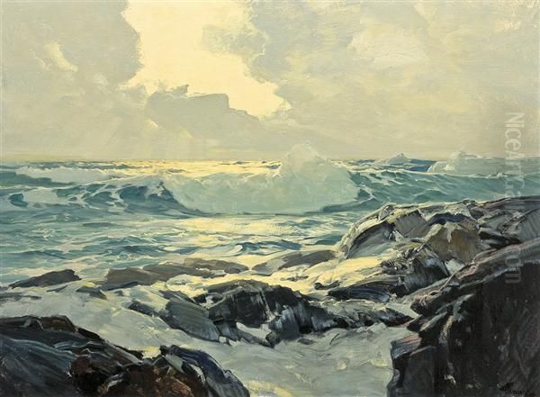 Breaking Waves Oil Painting by Frederick Judd Waugh