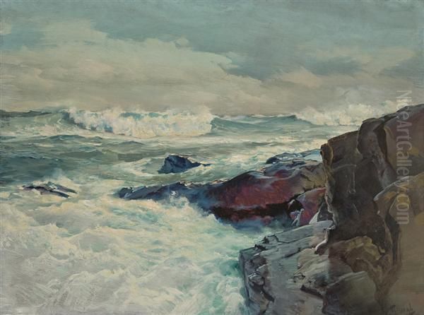 Wash Of Great Seas Oil Painting by Frederick Judd Waugh