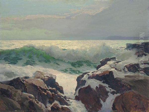 Green Wave Oil Painting by Frederick Judd Waugh