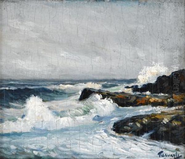 Breakers On The Shore Oil Painting by Frederick Judd Waugh