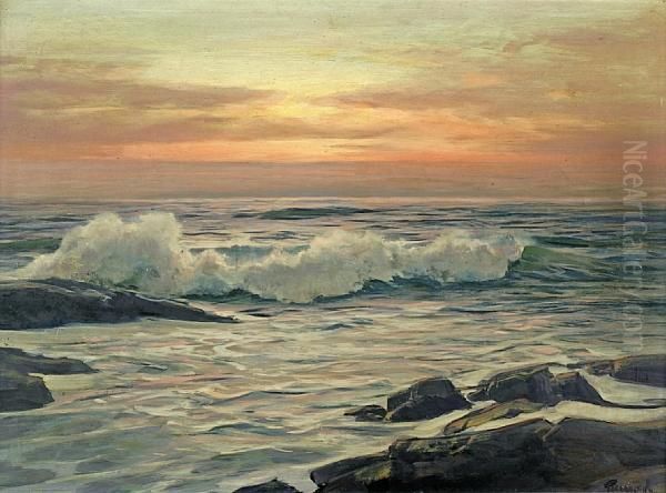 Seascape At Sunrise Oil Painting by Frederick Judd Waugh