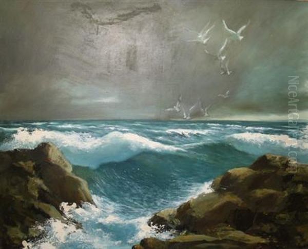 Crashing Surf Oil Painting by Frederick Judd Waugh