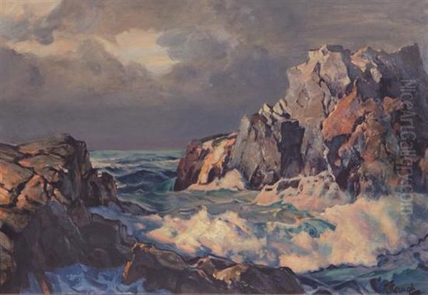 Rocky Coastal Inlet Oil Painting by Frederick Judd Waugh