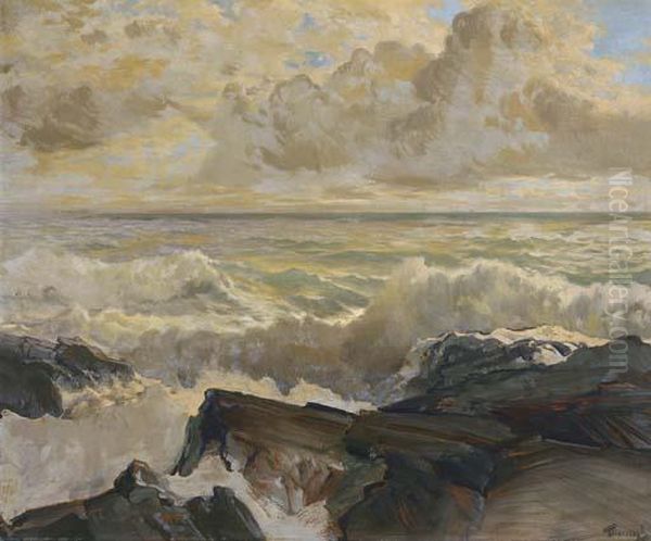 Crashing Surf Oil Painting by Frederick Judd Waugh