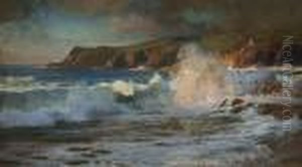 Breaking Waves Oil Painting by Frederick Judd Waugh