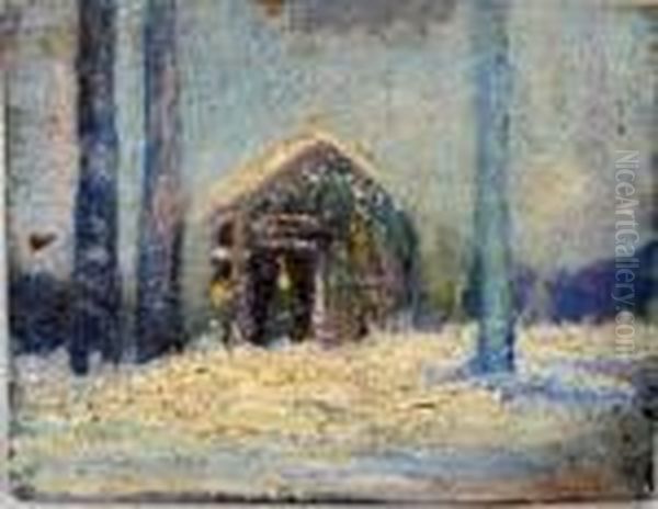 Barn In Winter Oil Painting by Frederick Judd Waugh