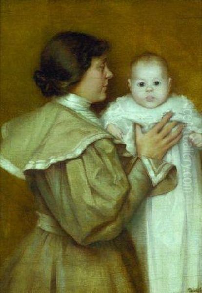 Mother And Child Oil Painting by Frederick Judd Waugh