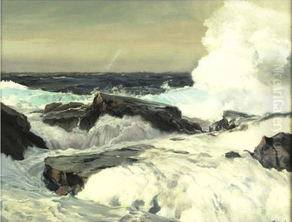 Ravaging Surf Oil Painting by Frederick Judd Waugh