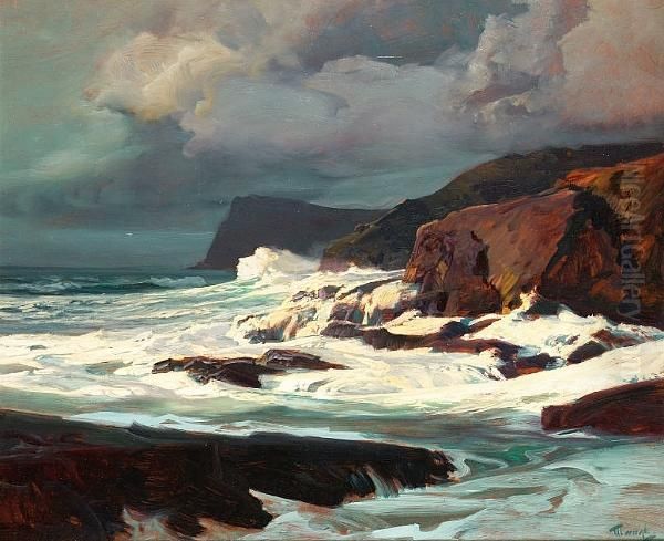 Morning Light On Breaking Surf Oil Painting by Frederick Judd Waugh