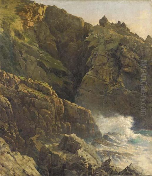 Rocky Cliffs Oil Painting by Frederick Judd Waugh