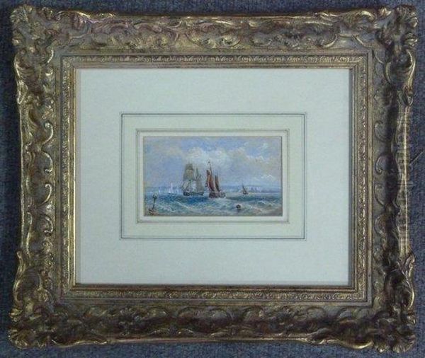 Ships Off The Coast Oil Painting by George Weatherill