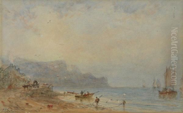 Sandsend Looking Towards Kettleness Oil Painting by George Weatherill