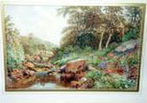 Landscape With Stream And Bridge Oil Painting by George Weatherill