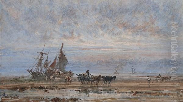 Unloading The Catch, Whitby Oil Painting by George Weatherill