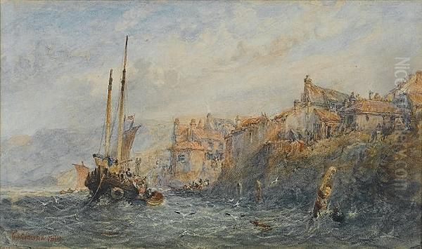 High Tide At Robin Hood's Bay Oil Painting by George Weatherill